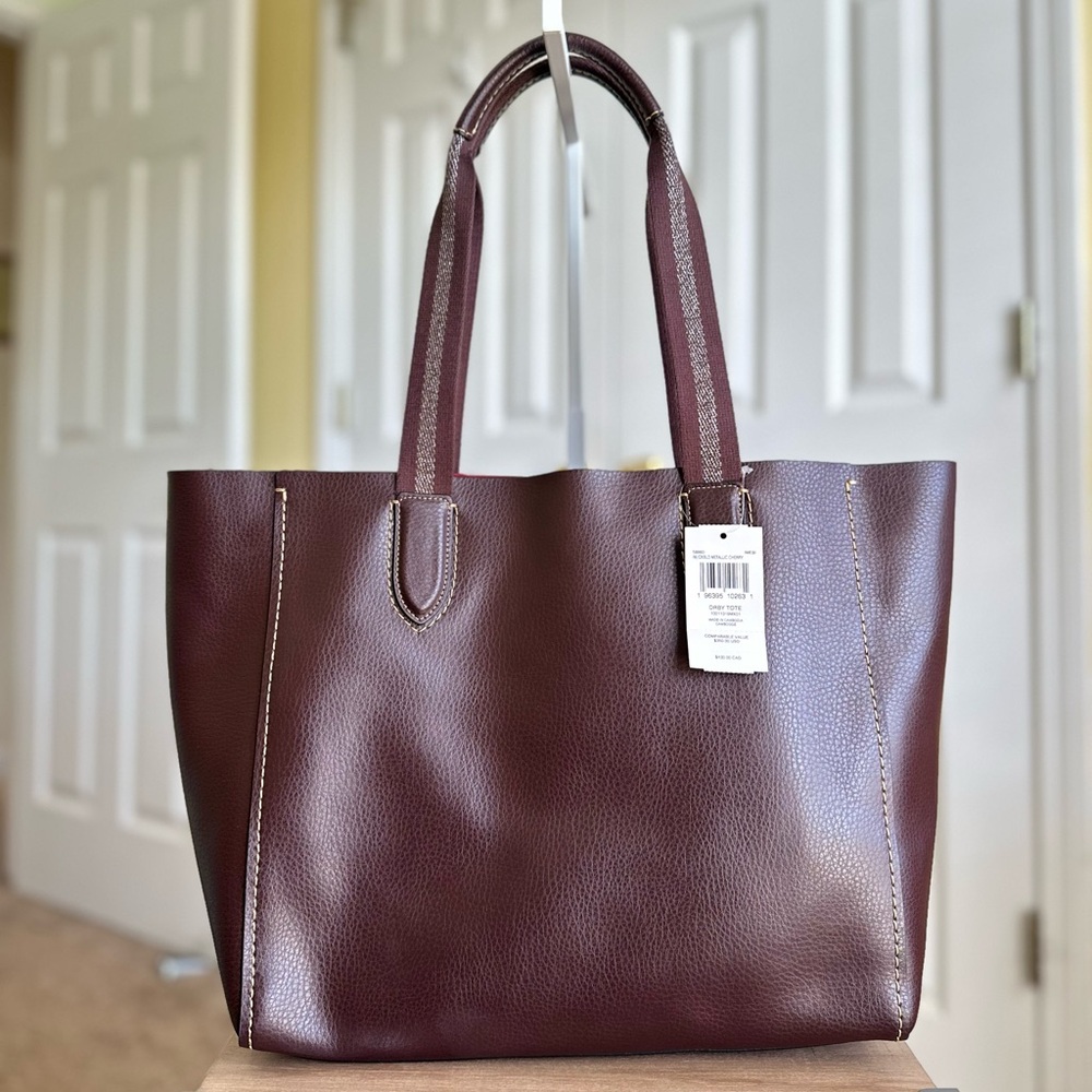 Sold- Coach Derby Leather Open Top Tote Bag in New with Tag Condition, Oxblood - Picture 2 of 8